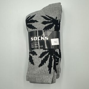 Men's Sports Leaf Weed Marijuana Crew Cotton Long Socks Size 10-13 (3 Pair Pack)
